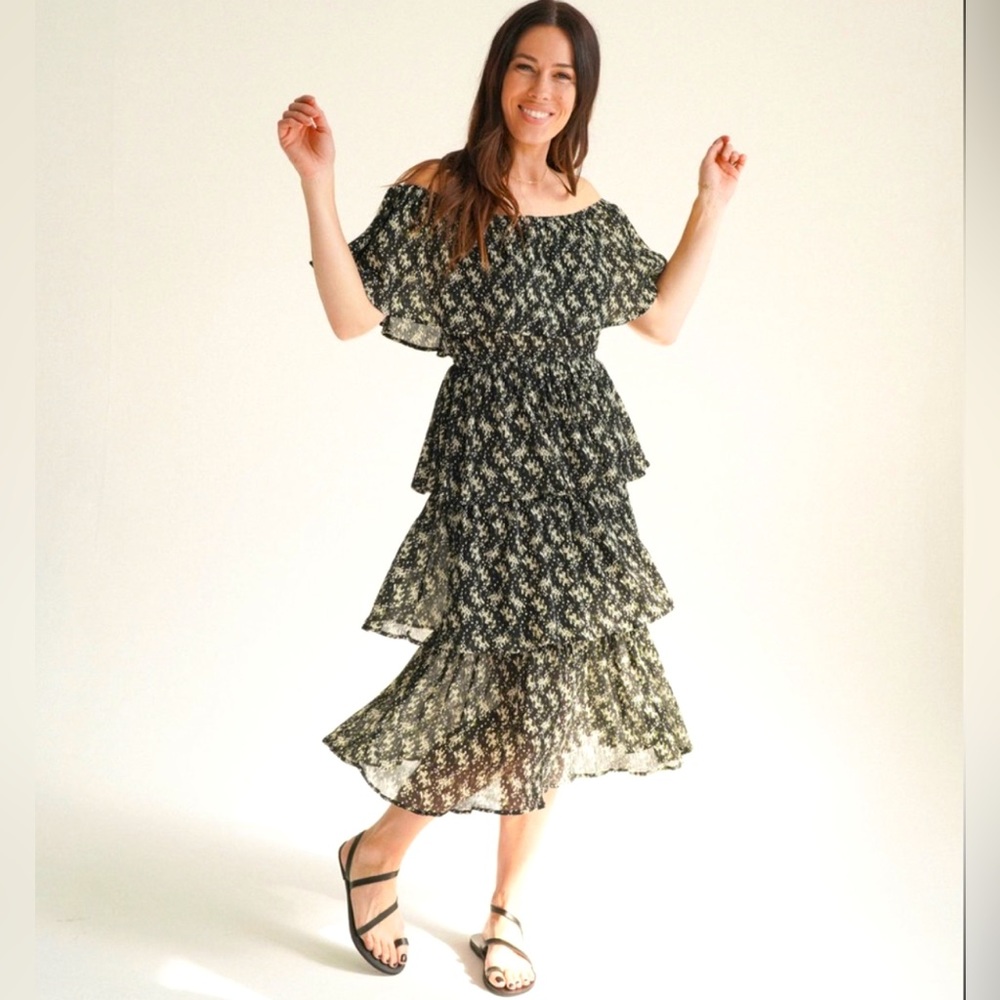 CJLA Audrey Dress Size M Ruffled Midi Floral